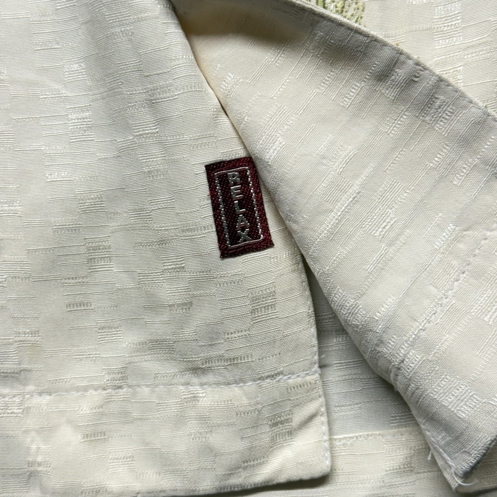 Tommy Bahama Shirt Men M Embroidered Pineapple Silk Beige Textured Relax Fit - Picture 4 of 8